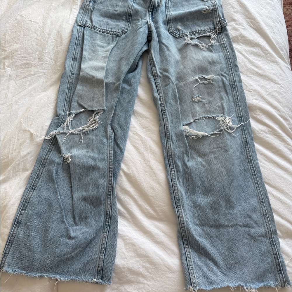 Zara Ripped Distressed Cargo Jeans - Picture 3 of 5